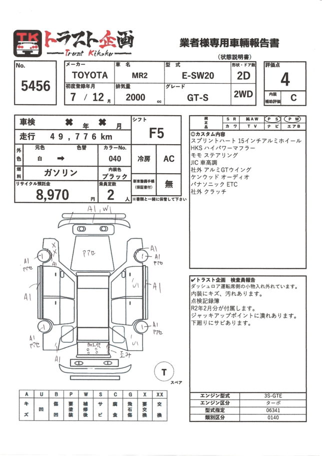 5456 トヨタ Mr2 Gt S Sw トラスト企画 5456 トヨタ Mr2 Gt S Sw トラスト企画